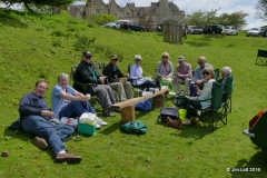 The picnic group, from left to right; Andrew and Sue Owst, Helen and Clive Holloway, Easter Kirkland, Jill and John Clay, edward Kirkland, David and Ann Jacobs